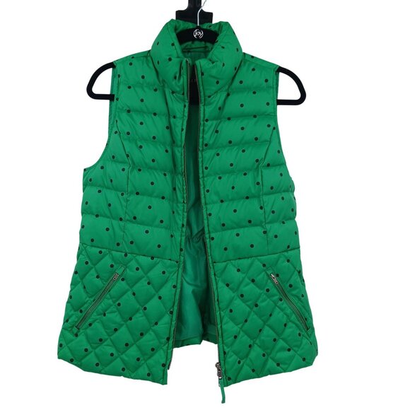 Talbots Green Polka Dot Down Quilted Puffer Vest Womens Small - Picture 2 of 13